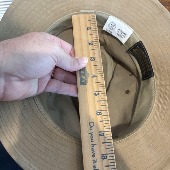 Eddie Bauer Hat Cowboy Strap Back Large Tan Brown Suede Leather Outdoor Mens - Picture 11 of 12